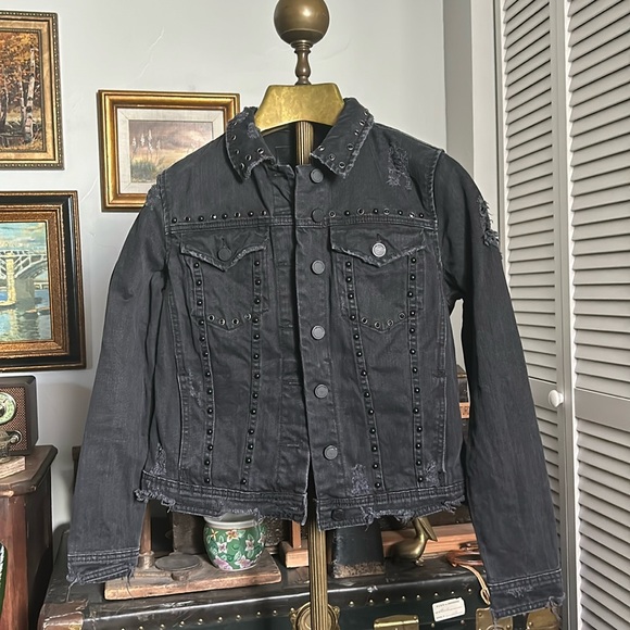 BLANK NYC Black Denim Distressed Studded Jacket - Picture 7 of 8